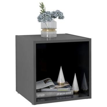 vidaXL Έπιπλα Τηλεόρασης 4 τεμ. Γυαλ. Γκρι 37x35x37cm Επεξ. Ξύλο