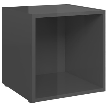 vidaXL Έπιπλα Τηλεόρασης 4 τεμ. Γυαλ. Γκρι 37x35x37cm Επεξ. Ξύλο