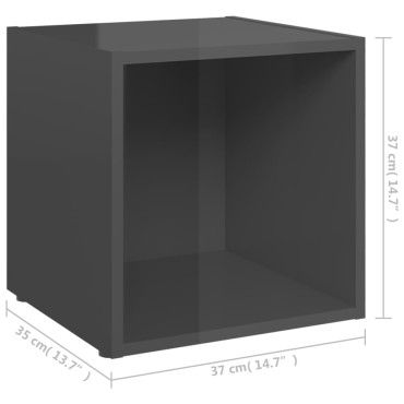 vidaXL Έπιπλα Τηλεόρασης 4 τεμ. Γυαλ. Γκρι 37x35x37cm Επεξ. Ξύλο