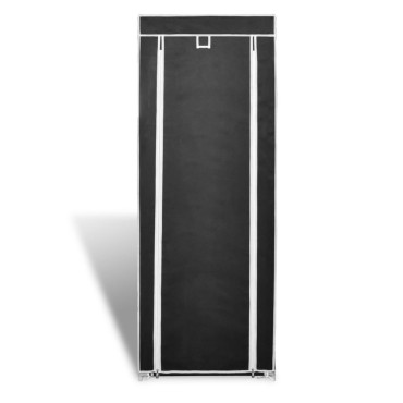 Υφασμάτινη παπουτσοθήκη με κάλυμμα 57x29x162cm Μαύρο