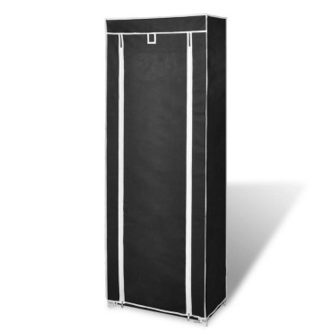Υφασμάτινη παπουτσοθήκη με κάλυμμα 57x29x162cm Μαύρο