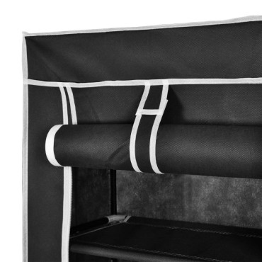 Υφασμάτινη παπουτσοθήκη με κάλυμμα 57x29x162cm Μαύρο