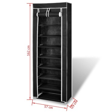 Υφασμάτινη παπουτσοθήκη με κάλυμμα 57x29x162cm Μαύρο
