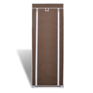 Υφασμάτινη παπουτσοθήκη με κάλυμμα 57x29x162cm Καφέ