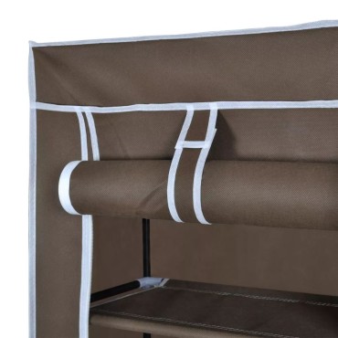 Υφασμάτινη παπουτσοθήκη με κάλυμμα 57x29x162cm Καφέ