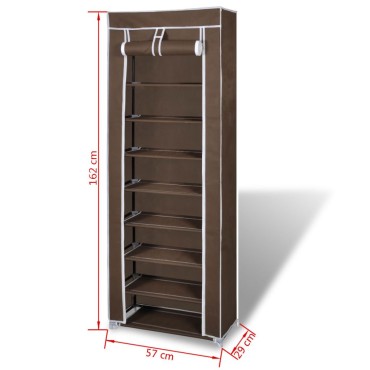 Υφασμάτινη παπουτσοθήκη με κάλυμμα 57x29x162cm Καφέ