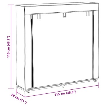 Παπουτσοθήκη με Κάλυμμα Μαύρη 115x28x110cm Υφασμάτινη