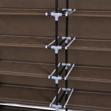 Παπουτσοθήκη με Κάλυμμα Καφέ 115x28x110cm Υφασμάτινη
