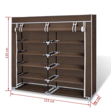 Παπουτσοθήκη με Κάλυμμα Καφέ 115x28x110cm Υφασμάτινη