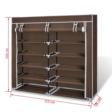 Παπουτσοθήκη με Κάλυμμα Καφέ 115x28x110cm Υφασμάτινη