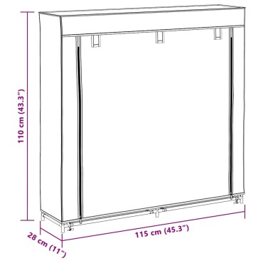 Παπουτσοθήκη με Κάλυμμα Καφέ 115x28x110cm Υφασμάτινη