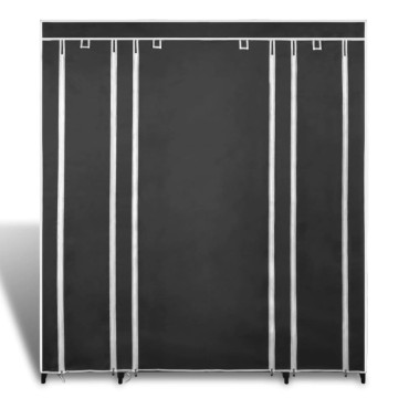 vidaXL Ντουλάπα με Ράφια / Σωλήνες Μαύρη 45x150x176cm Υφασμάτινη 1 τεμ.