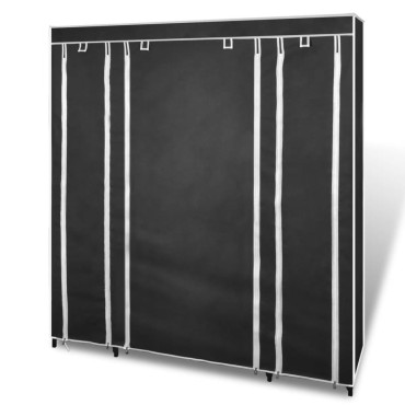 vidaXL Ντουλάπα με Ράφια / Σωλήνες Μαύρη 45x150x176cm Υφασμάτινη 1 τεμ.