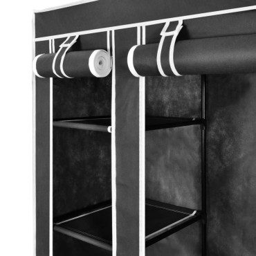 vidaXL Ντουλάπα με Ράφια / Σωλήνες Μαύρη 45x150x176cm Υφασμάτινη 1 τεμ.