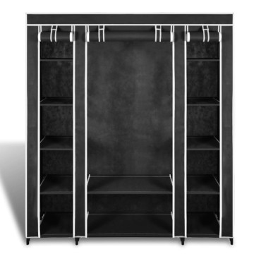 vidaXL Ντουλάπα με Ράφια / Σωλήνες Μαύρη 45x150x176cm Υφασμάτινη 1 τεμ.