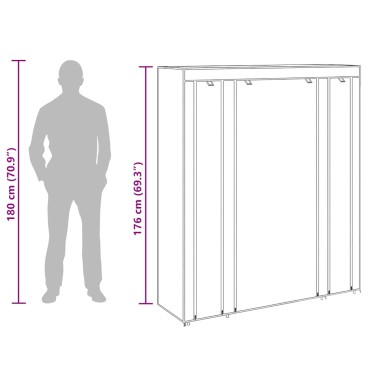 vidaXL Ντουλάπα με Ράφια / Σωλήνες Μαύρη 45x150x176cm Υφασμάτινη 1 τεμ.