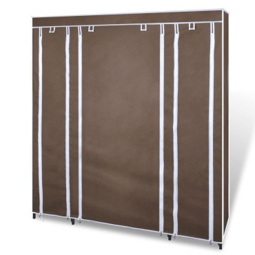 vidaXL Ντουλάπα με Ράφια / Σωλήνες Καφέ 45x150x176cm Υφασμάτινη 1 τεμ.