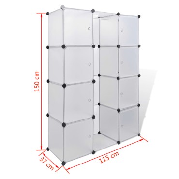 vidaXL Ντουλάπα Σπονδυλωτή 9 Τμήματα Άσπρη 109x36,5x143cm 1 τεμ.