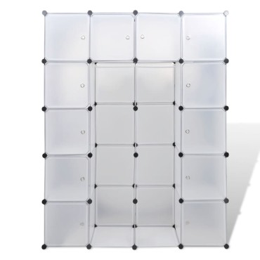 vidaXL Ντουλάπα Σπονδυλωτή 14 Τμήματα Άσπρη 37x146x180,5 εκ 1 τεμ.
