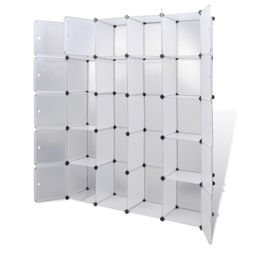 vidaXL Ντουλάπα Σπονδυλωτή 14 Τμήματα Άσπρη 37x146x180,5 εκ 1 τεμ.