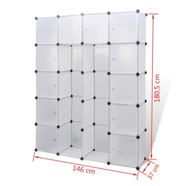 vidaXL Ντουλάπα Σπονδυλωτή 14 Τμήματα Άσπρη 37x146x180,5 εκ 1 τεμ.