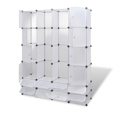 vidaXL Ντουλάπα Σπονδυλωτή 18 Τμήματα Άσπρη 37x146x180,5 εκ 1 τεμ.