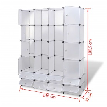 vidaXL Ντουλάπα Σπονδυλωτή 18 Τμήματα Άσπρη 37x146x180,5 εκ 1 τεμ.