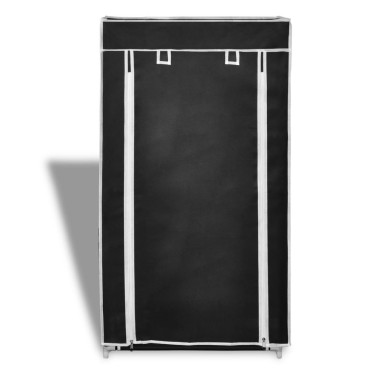 Παπουτσοθήκη με Κάλυμμα Μαύρη 58x28x106cm Υφασμάτινη