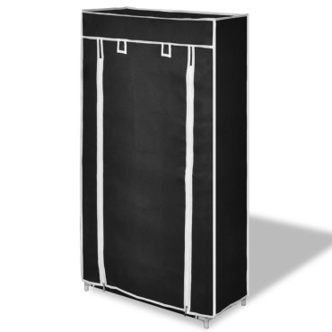 Παπουτσοθήκη με Κάλυμμα Μαύρη 58x28x106cm Υφασμάτινη