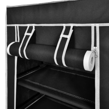Παπουτσοθήκη με Κάλυμμα Μαύρη 58x28x106cm Υφασμάτινη
