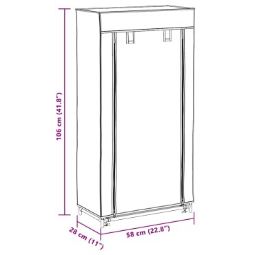 Παπουτσοθήκη με Κάλυμμα Μαύρη 58x28x106cm Υφασμάτινη