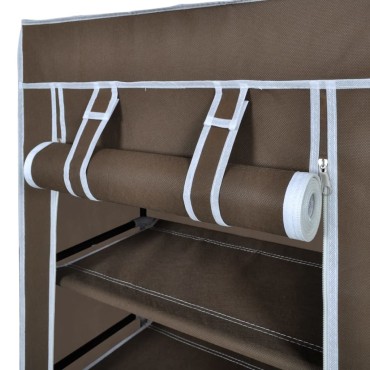 Παπουτσοθήκη με Κάλυμμα Καφέ 58x28x106cm Υφασμάτινη