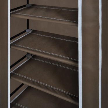 Παπουτσοθήκη με Κάλυμμα Καφέ 58x28x106cm Υφασμάτινη
