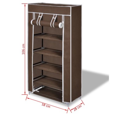 Παπουτσοθήκη με Κάλυμμα Καφέ 58x28x106cm Υφασμάτινη