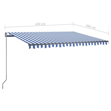 vidaXL Τέντα Αυτόματη Ανεξάρτητη Μπλε/Λευκό 450 x 300 εκ.