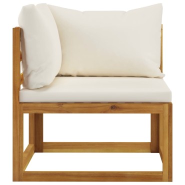 3057640 vidaXL 5 Piece Garden Lounge Set with Cushion Cream Solid Acacia Wood  (311853+311866+2x311868)