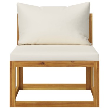 3057653 vidaXL 7 Piece Garden Lounge Set with Cushion Cream Solid Acacia Wood  (2x311857+311859+311863)
