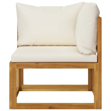 3057656 vidaXL 6 Piece Garden Lounge Set with Cushion Cream Solid Acacia Wood (311853+311857+311859)