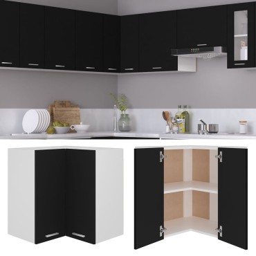 vidaXL Ντουλάπι Γωνία Κρεμαστό Lyon Μαύρο 57x57x60cm από 1 τεμ.