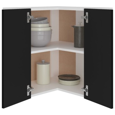 vidaXL Ντουλάπι Γωνία Κρεμαστό Lyon Μαύρο 57x57x60cm από 1 τεμ.