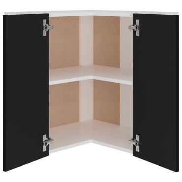vidaXL Ντουλάπι Γωνία Κρεμαστό Lyon Μαύρο 57x57x60cm από 1 τεμ.