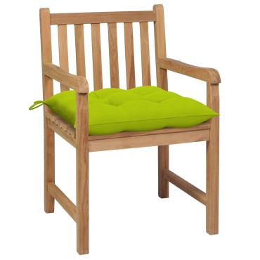 vidaXL Καρέκλες Κήπου 2 τεμ. από Ξύλο Teak με Φωτ. Πράσινα Μαξιλάρια 58x60x90cm