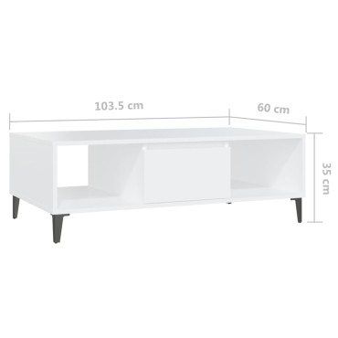 vidaXL Τραπεζάκι Σαλονιού Λευκό 103,5x60x35cm από Επεξ. Ξύλο 1 τεμ.