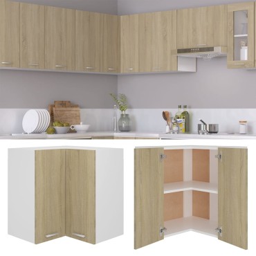 vidaXL Κρεμαστό Γωνιακό Ντουλάπι "Lyon" Χρώμα Sonoma Δρυς 57x57x60cm από Τεχνητό Ξύλο