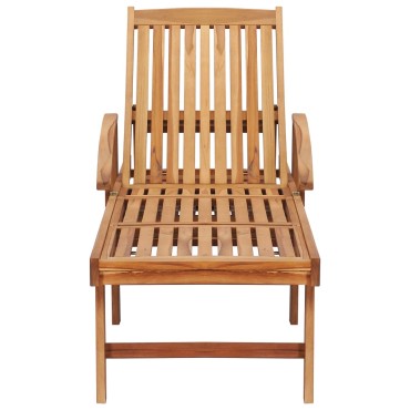 vidaXL Ξαπλώστρα από Μασίφ Ξύλο Teak με Τραπέζι και Μαξιλάρι 40x40x35cm 1 τεμ.