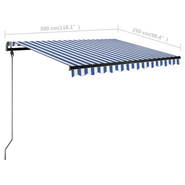 vidaXL Τέντα Αυτόματη Ανεξάρτητη Μπλε/Λευκό 300 x 250 εκ.