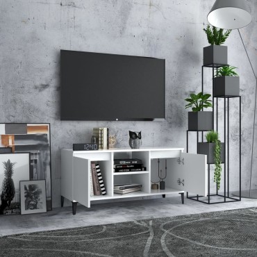 vidaXL Έπιπλο Τηλεόρασης Μεταλ. Λευκό 103,5x35x50cm Μεταλλικά Πόδια