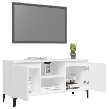 vidaXL Έπιπλο Τηλεόρασης Μεταλ. Λευκό 103,5x35x50cm Μεταλλικά Πόδια