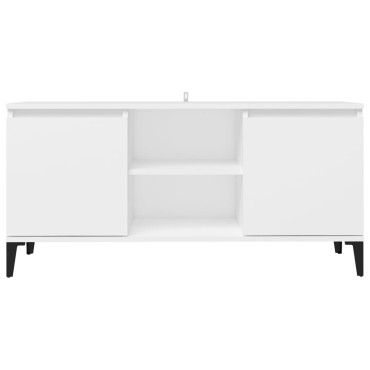 vidaXL Έπιπλο Τηλεόρασης Μεταλ. Λευκό 103,5x35x50cm Μεταλλικά Πόδια