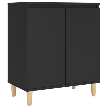 vidaXL Μπουφές Μαύρος 60x35x70cm από Επεξ. Ξύλο με Ξύλινα Πόδια 1 τεμ.
